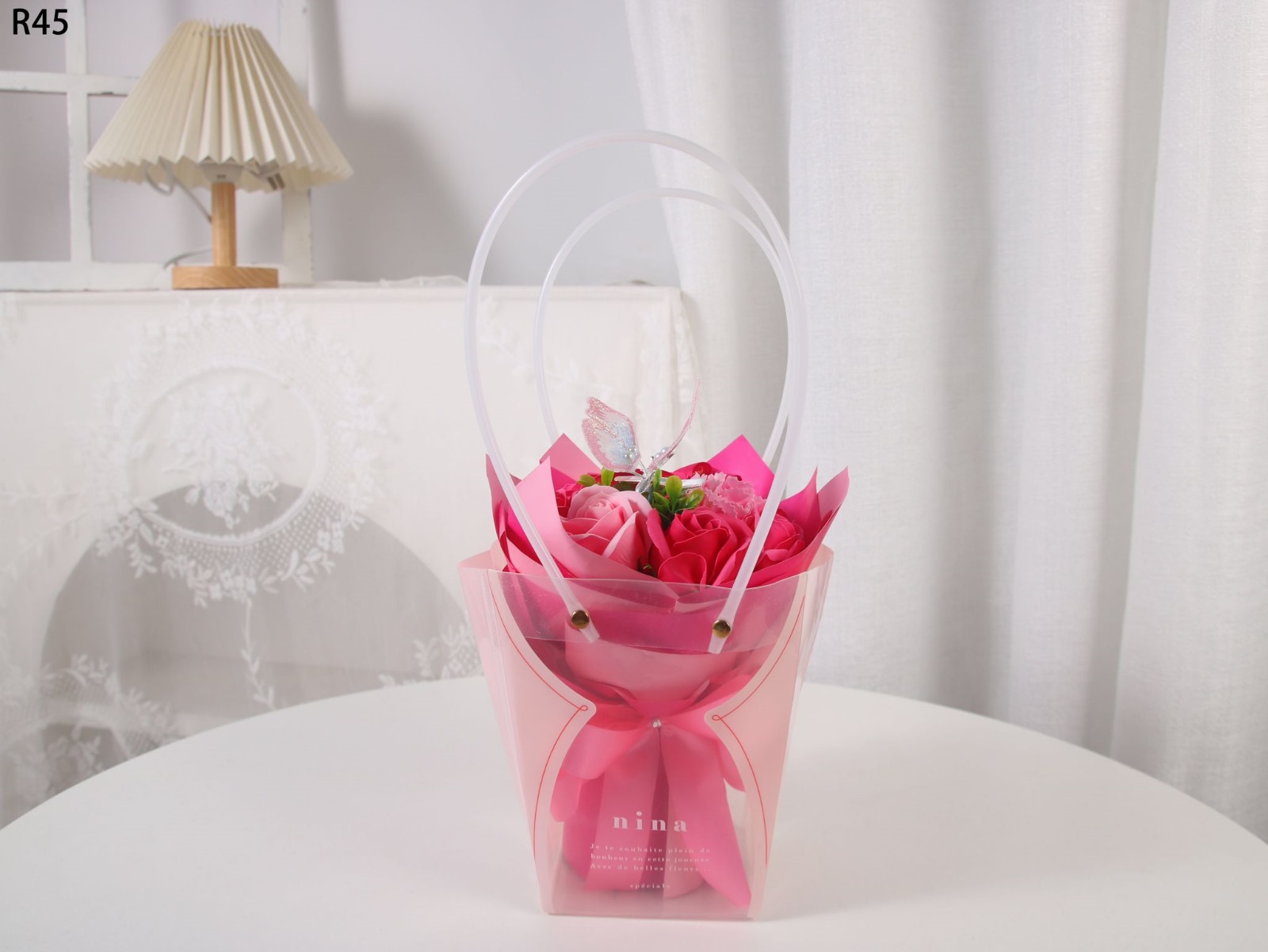 KIERA Buchet 9 Flori cu Fluture EN-GROSS -R45- - imagine 4