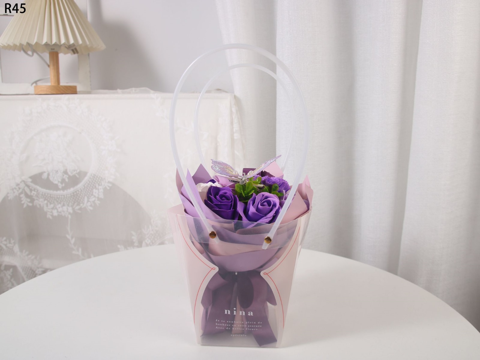 KIERA Buchet 9 Flori cu Fluture EN-GROSS -R45- - imagine 5